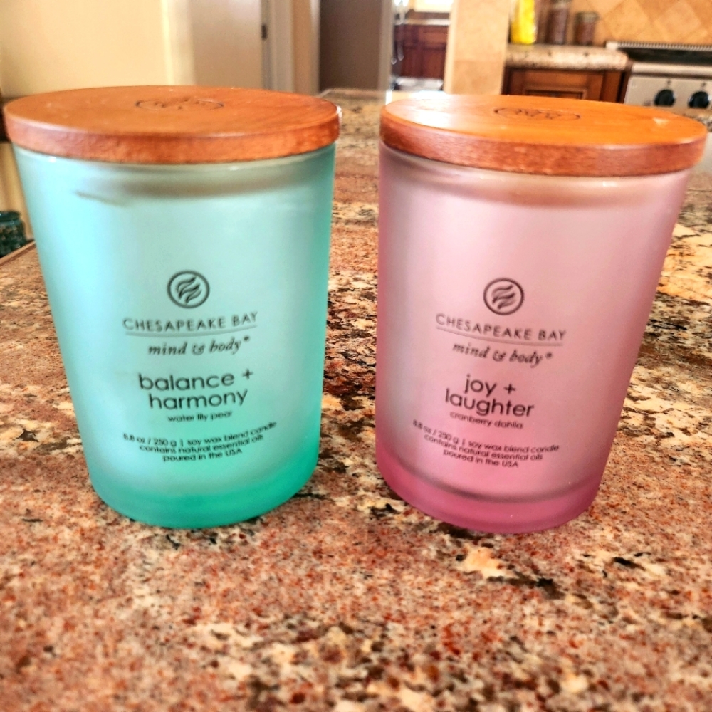 Chesapeake Bay - Mind & Body Empty Frosted Glass Jars With Wooden Lids - 2 Jars